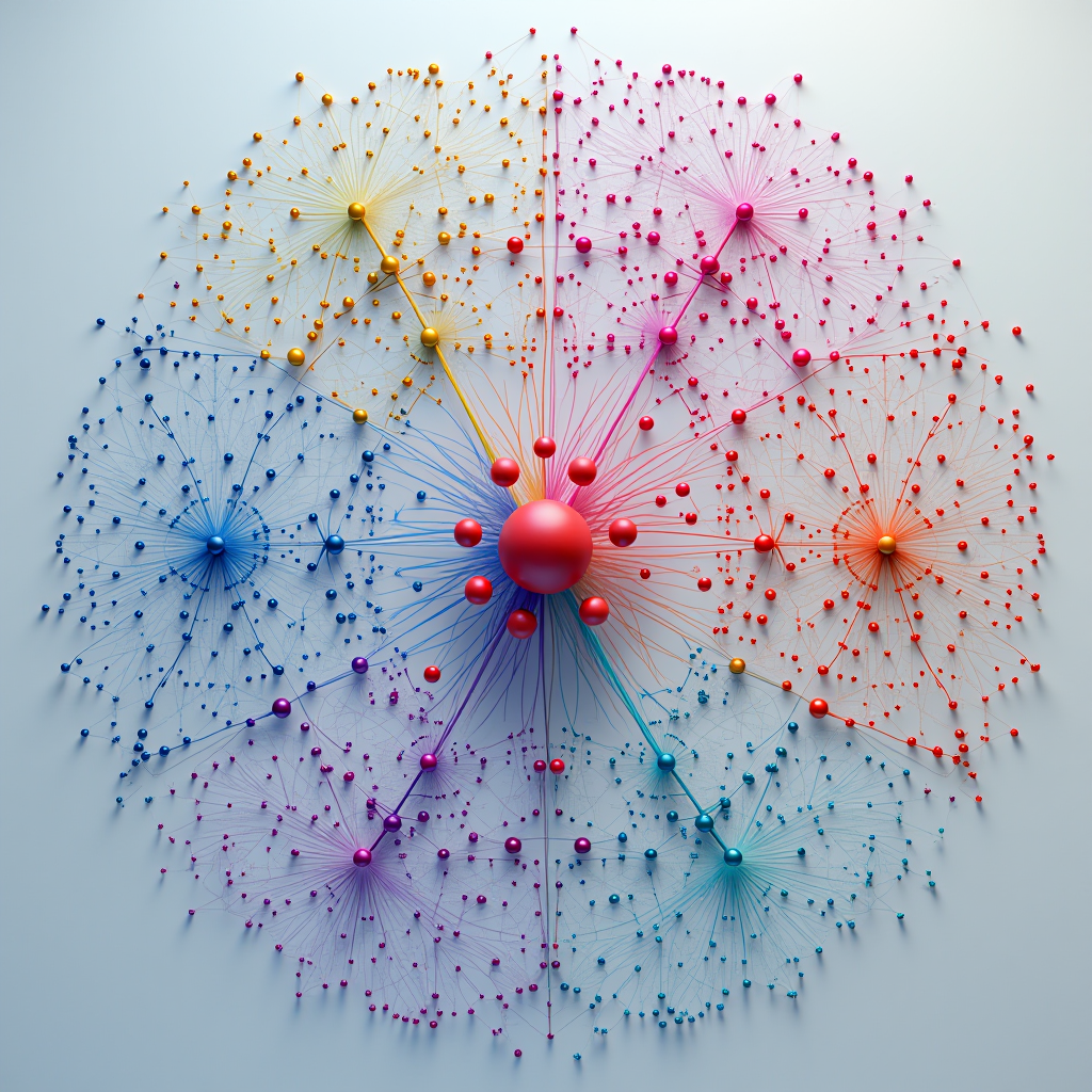 Detailed social network graph showing different types of player connections in a gaming community, with color-coded relationship strengths and cluster formations representing clans and guilds