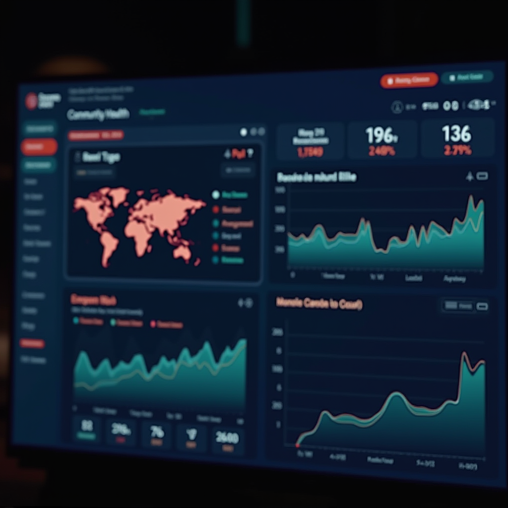 Analytics dashboard showing community health metrics including network centralization scores, engagement trends, and risk indicators for potential cascading churn in gaming communities