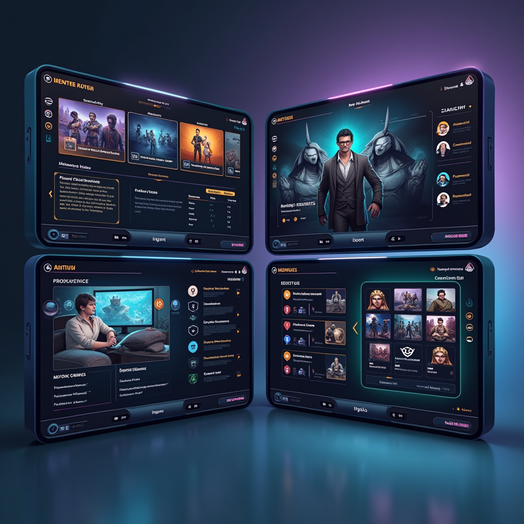 Interface mockup showing various in-game features designed to strengthen social bonds, including mentorship systems, group activity organizers, and community event calendars